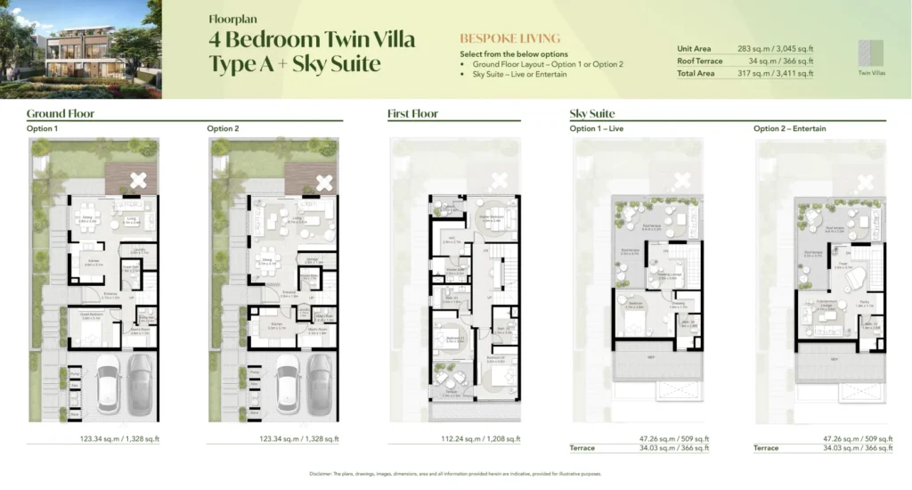 Tilal Al Ghaf | Aura 4 Bedroom Twin Villa Type A + Sky Suite Tilal Al Ghaf | Aura 4 Bedroom Twin Villa Type A + Sky Suite