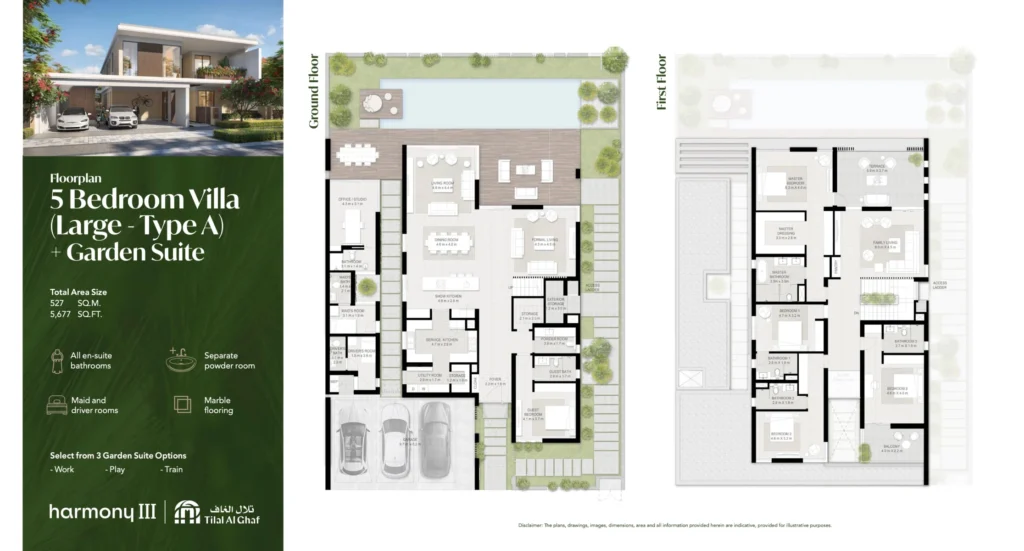 Tilal Al Ghaf | Harmony 5 Bedroom Villa Type A + Garden Suite