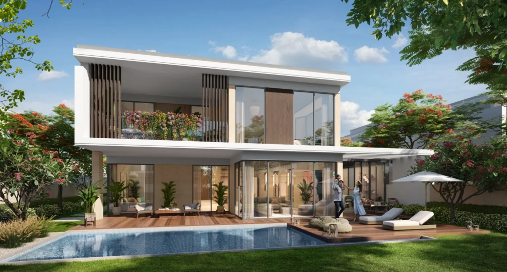 Tilal Al Ghaf | Harmony 5 Bedroom Villa + Garden Suite Rear View
