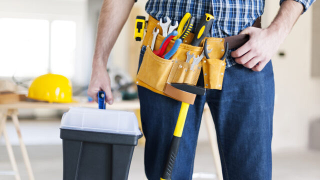 Part of male construction worker